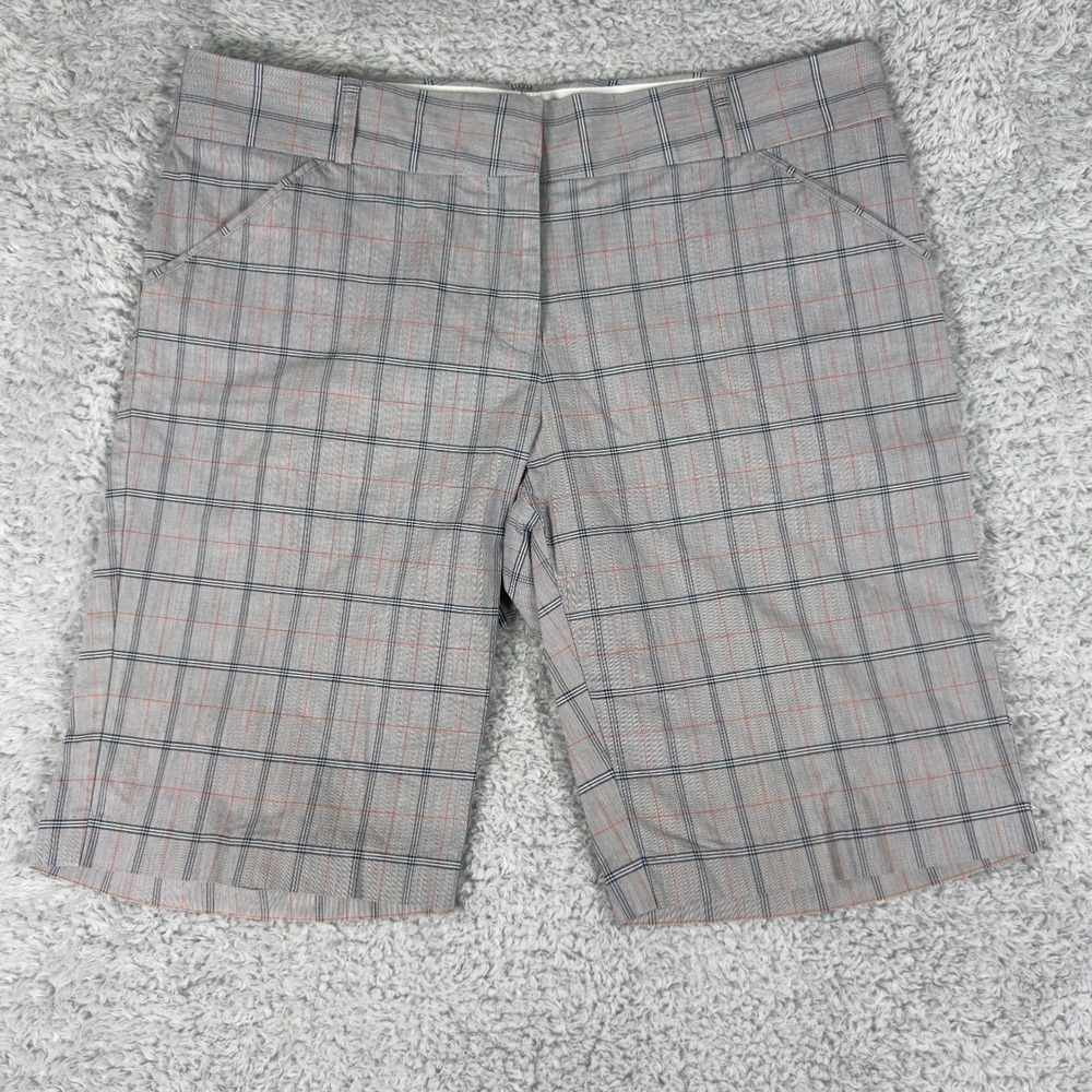Peter Millar Crown Shop Grey Plaid Bermuda Golf Shorts Womens Size 10 Stretch